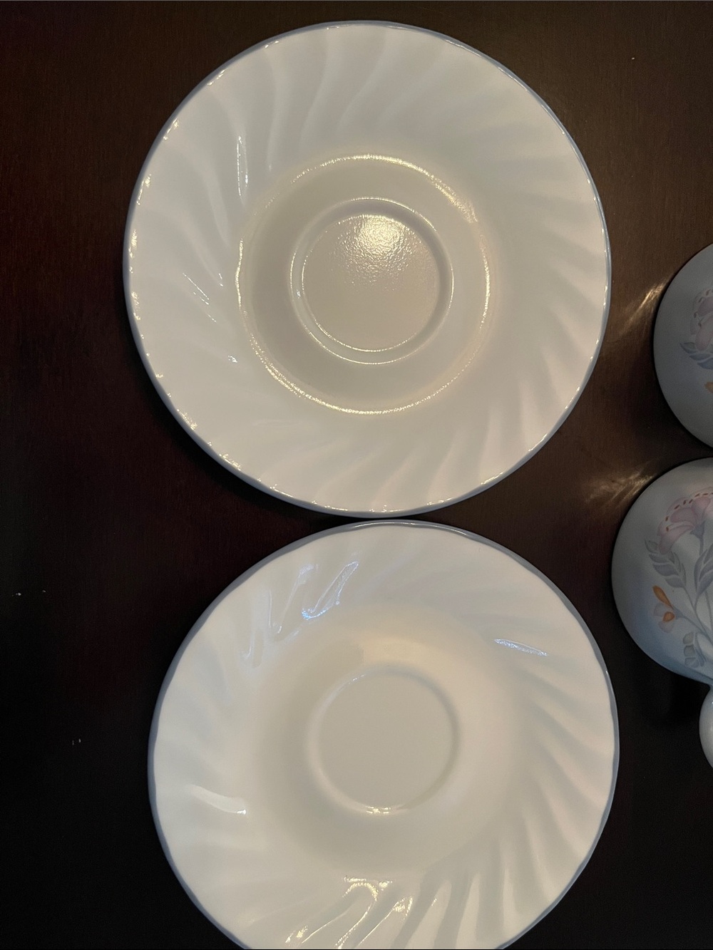 Set Corelle Cups and Saucers Pink Trio Pattern - Picture 4 of 8
